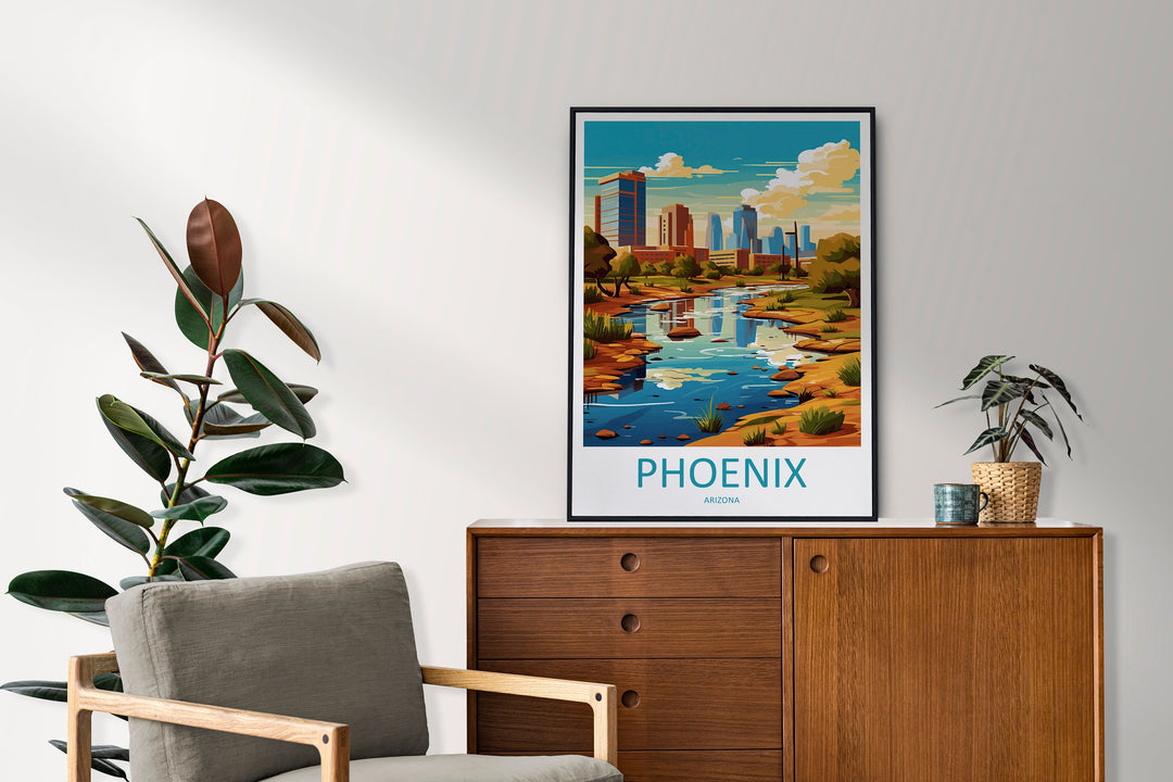 Phoenix Travel Print Wall Art Phoenix Wall Hanging Home Décor Phoenix Gift Art Lovers Arizona Art Lover Gift Arizona Print Decor