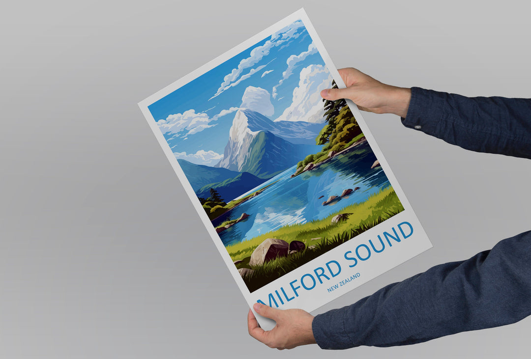 Milford Sound Travel Print Wall Art Milford Sound Wall Hanging Home Décor Milford Sound Gift Art Lovers New Zealand Art Lover Gift