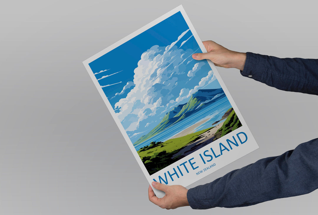 White Island Travel Print Wall Art White Island Wall Hanging Home Décor White Island Gift Art Lovers New Zealand Art Lover Gift White Island