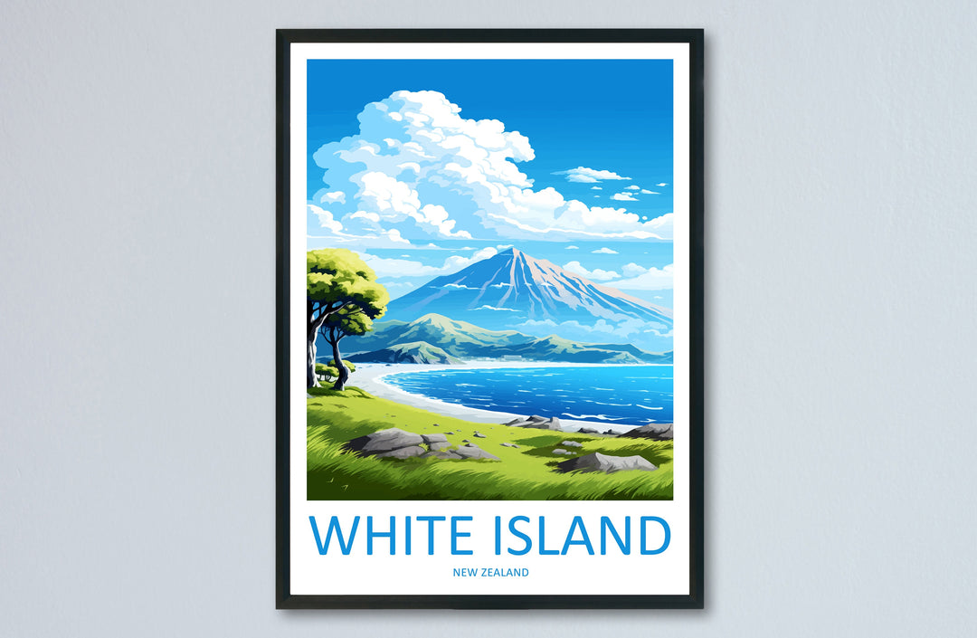 White Island Travel Print Wall Art White Island Wall Hanging Home Décor White Island Gift Art Lovers New Zealand Art Lover Gift White Island