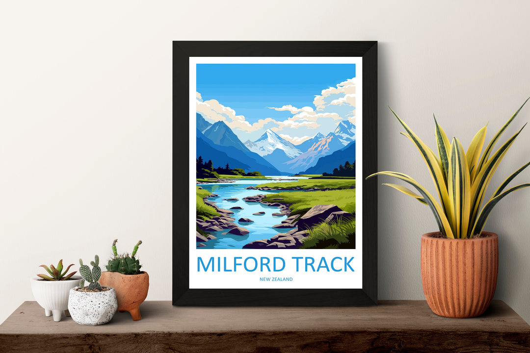 Milford Track Travel Print Wall Art Milford Track Wall Hanging Home Décor Milford Track Gift Art Lovers New Zealand Art Lover Gift