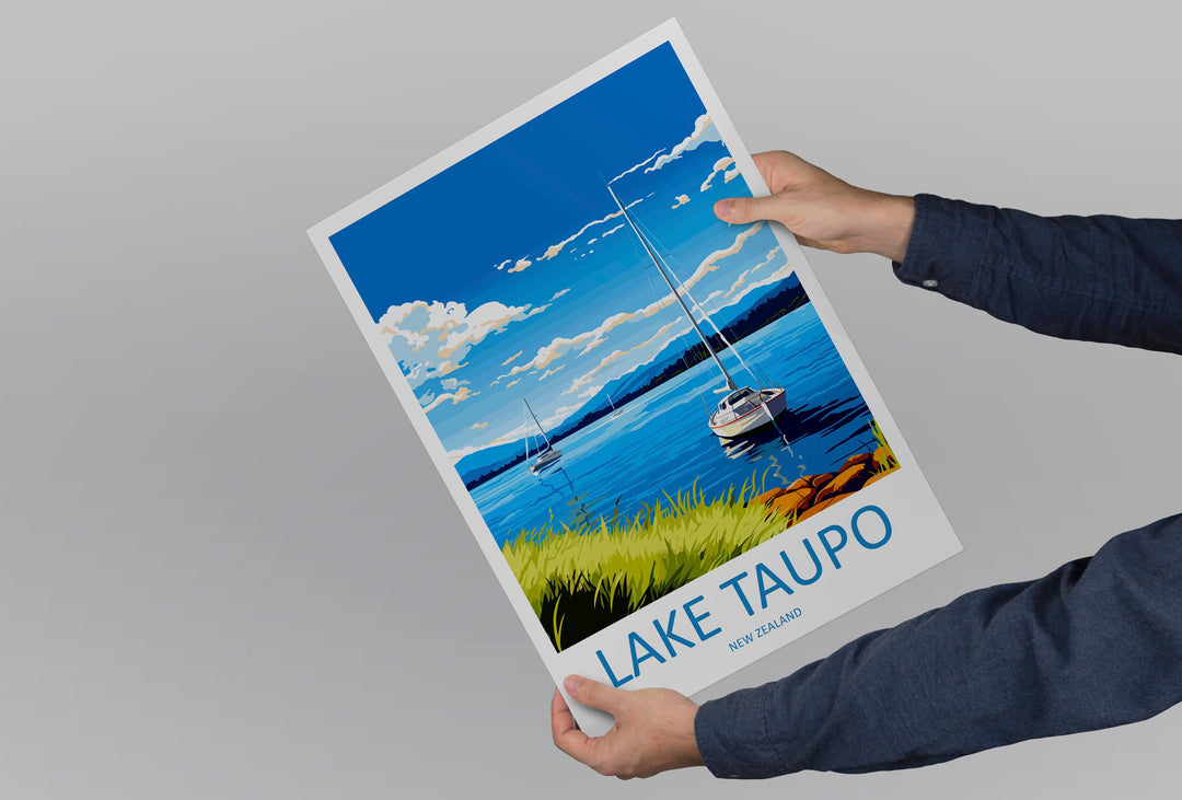 Lake Taupo Travel Print Wall Art Lake Taupo Wall Hanging Home Décor Lake Taupo Gift Art Lovers New Zealand Art Lover Gift Lake Taupo Art