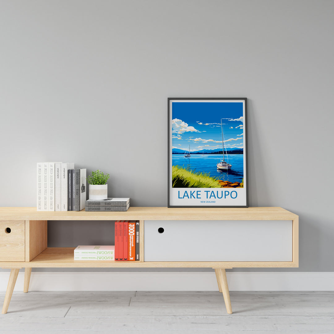 Lake Taupo Travel Print Wall Art Lake Taupo Wall Hanging Home Décor Lake Taupo Gift Art Lovers New Zealand Art Lover Gift Lake Taupo Art