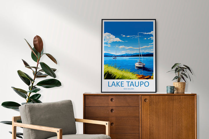 Lake Taupo Travel Print Wall Art Lake Taupo Wall Hanging Home Décor Lake Taupo Gift Art Lovers New Zealand Art Lover Gift Lake Taupo Art