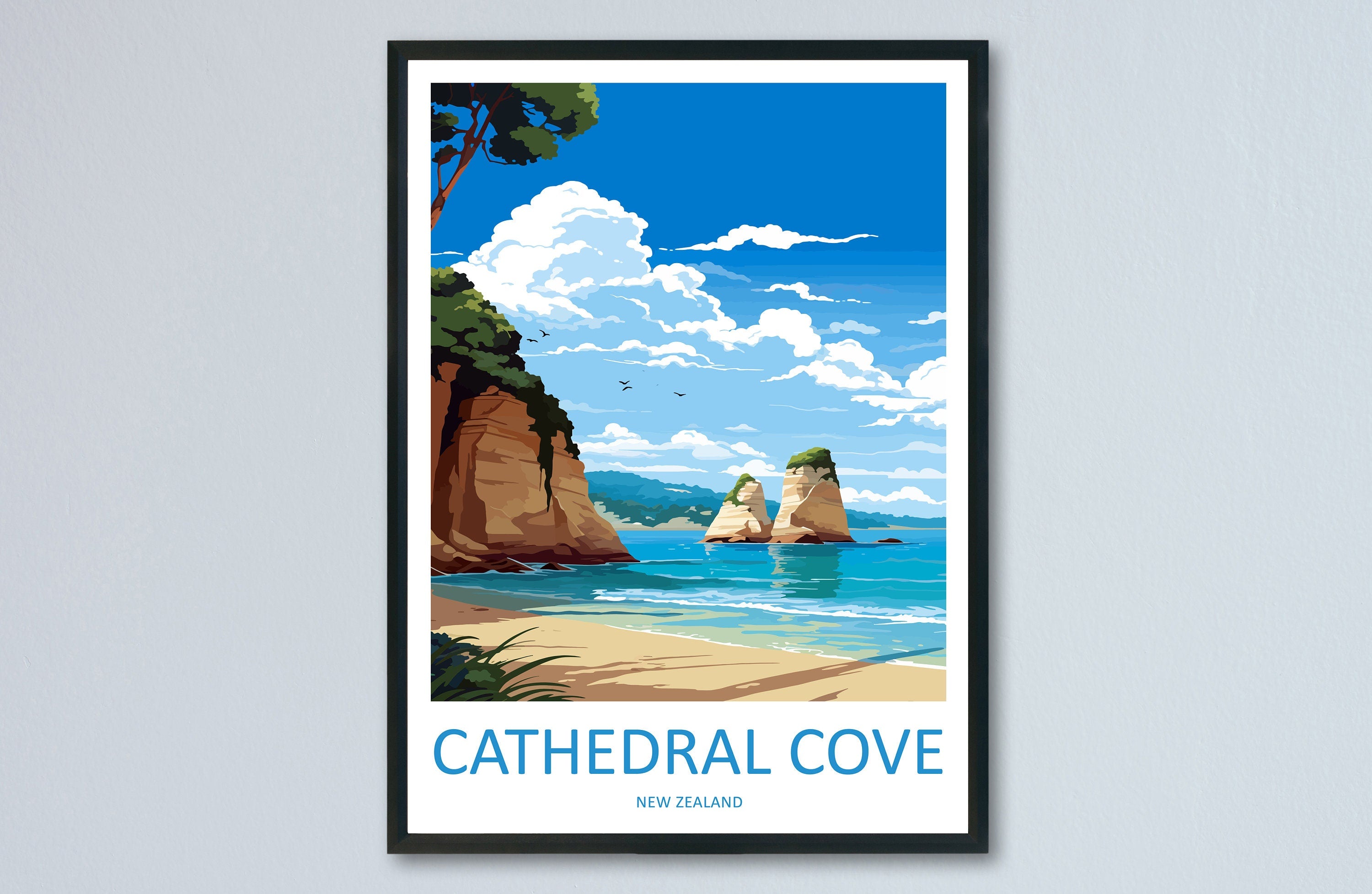 Cathedral Cove Travel Print