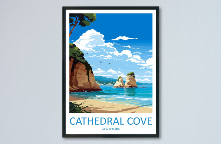Cathedral Cove Travel Print Wall Art Cathedral Cove Wall Hanging Home Décor Cathedral Cove Gift Art Lovers New Zealand Travel Print