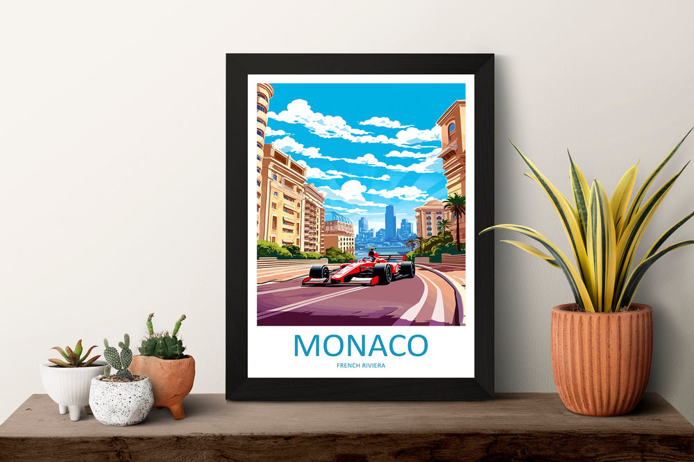 Monaco Travel Print Wall Decor Monaco Circuit Poster Motorsport Travel Print Art Print Racing Illustration Monaco Race Travel Art