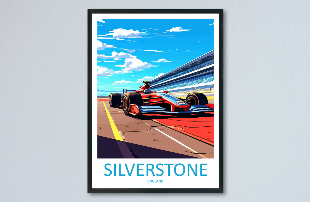 Racing Travel Print Wall Decor Silverstone Circuit Poster Motorsport Travel Print Art Print Racing Illustration England Race car Art