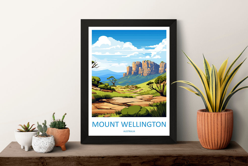 Mount Wellington Travel Print Wall Art Mount Wellington Wall Hanging Home Décor Mount Wellington Gift Art Lovers Wall Art Australia Poster