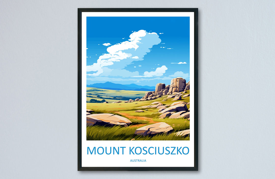 Mount Kosciuszko Travel Print Wall Art Mount Kosciuszko Wall Hanging Home Décor Mount Kosciuszko Gift Art Lovers Wall Art Australia Poster