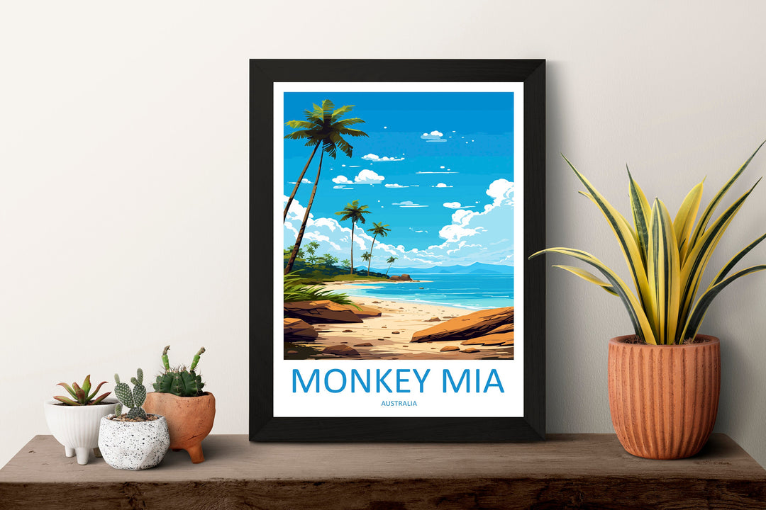 Monkey Mia Travel Print Wall Art Monkey Mia Wall Hanging Home Décor Monkey Mia Gift Art Lovers Wall Art Australia Poster Deco