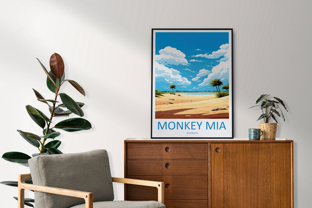 Monkey Mia Travel Print Wall Art Monkey Mia Wall Hanging Home Décor Monkey Mia Gift Art Lovers Wall Art Australia Poster Deco