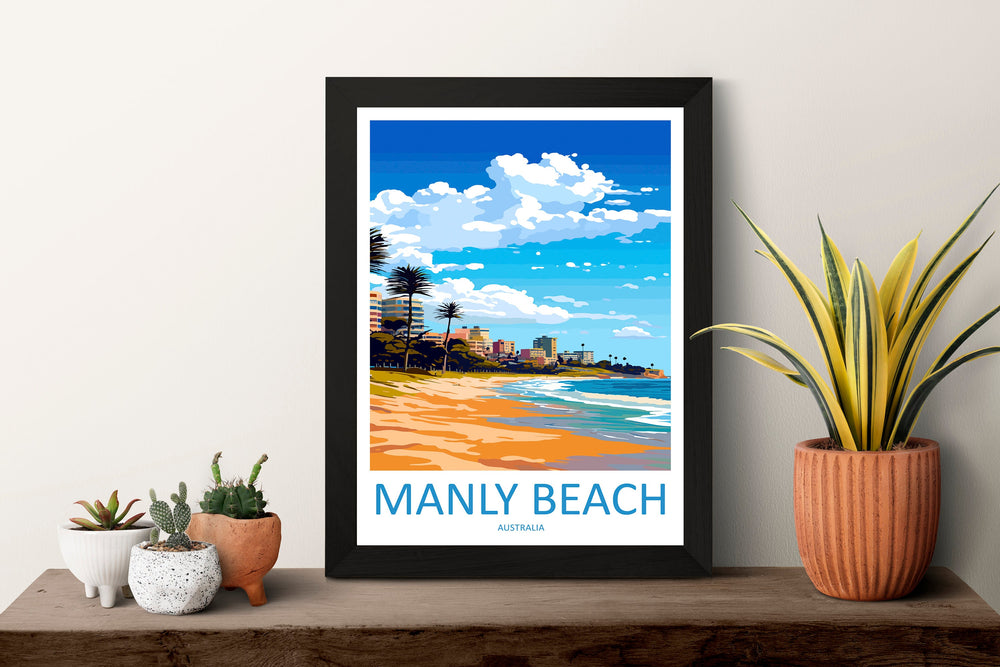 Manly Beach Travel Print Wall Art Manly Beach Wall Hanging Home Décor Manly Beach Gift Art Lovers Australia Art Lover Gift