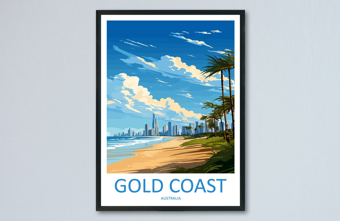 Gold Coast Travel Print Wall Art Gold Coast Wall Hanging Home Décor Gold Coast Gift Art Lovers Wall Art Australia Poster Deco