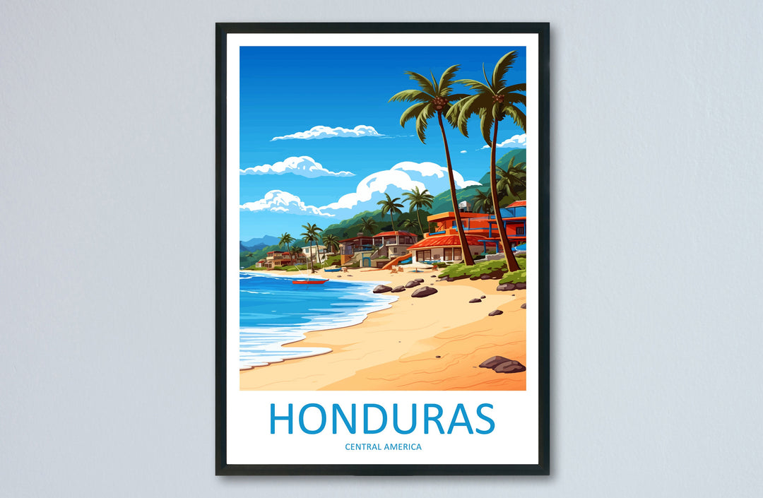 Honduras Travel Print Wall Art Honduras Wall Hanging Home Décor Honduras Gift Art Lovers Wall Art Caribbean Travel Print Poster