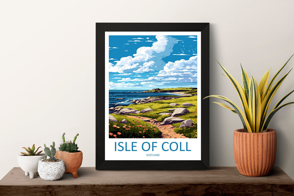 Isle Of Coll Travel Print Wall Art Isle Of Coll Wall Hanging Home Décor Isle Of Coll Gift Art Lovers Scotland Art Lover Travel Gift