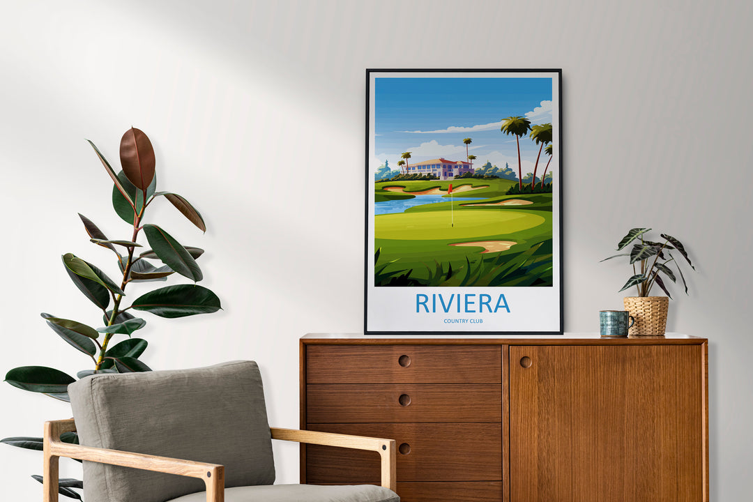 Riviera Country Club Travel Print Wall Art Riviera Country Club Wall Hanging Home Décor Riviera Country Club Art Gift Art Lovers Golf Art