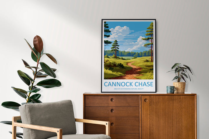 Cannock Chase Travel Print Wall Art Cannock Chase Wall Hanging Home Decor Cannock Chase Gift Art Lovers Wall Art AONB Print