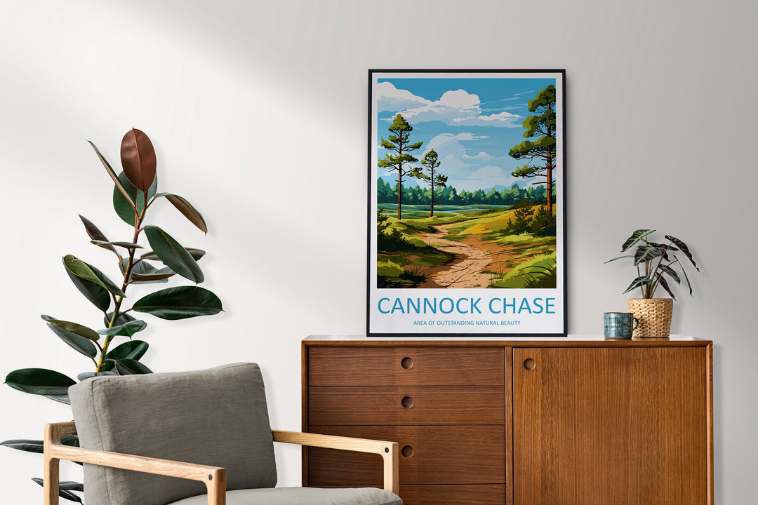 Cannock Chase Travel Print Wall Art Cannock Chase Wall Hanging Home Decor Cannock Chase Gift Art Lovers Wall Art AONB Print