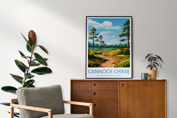 Cannock Chase Travel Print Wall Art Cannock Chase Wall Hanging Home Decor Cannock Chase Gift Art Lovers Wall Art AONB Print