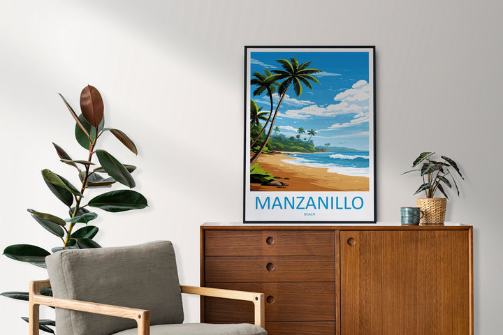 Manzanillo Beach Travel Print Wall Art Manzanillo Beach Wall Hanging Home Décor Manzanillo Beach Gift Art Costa Rica