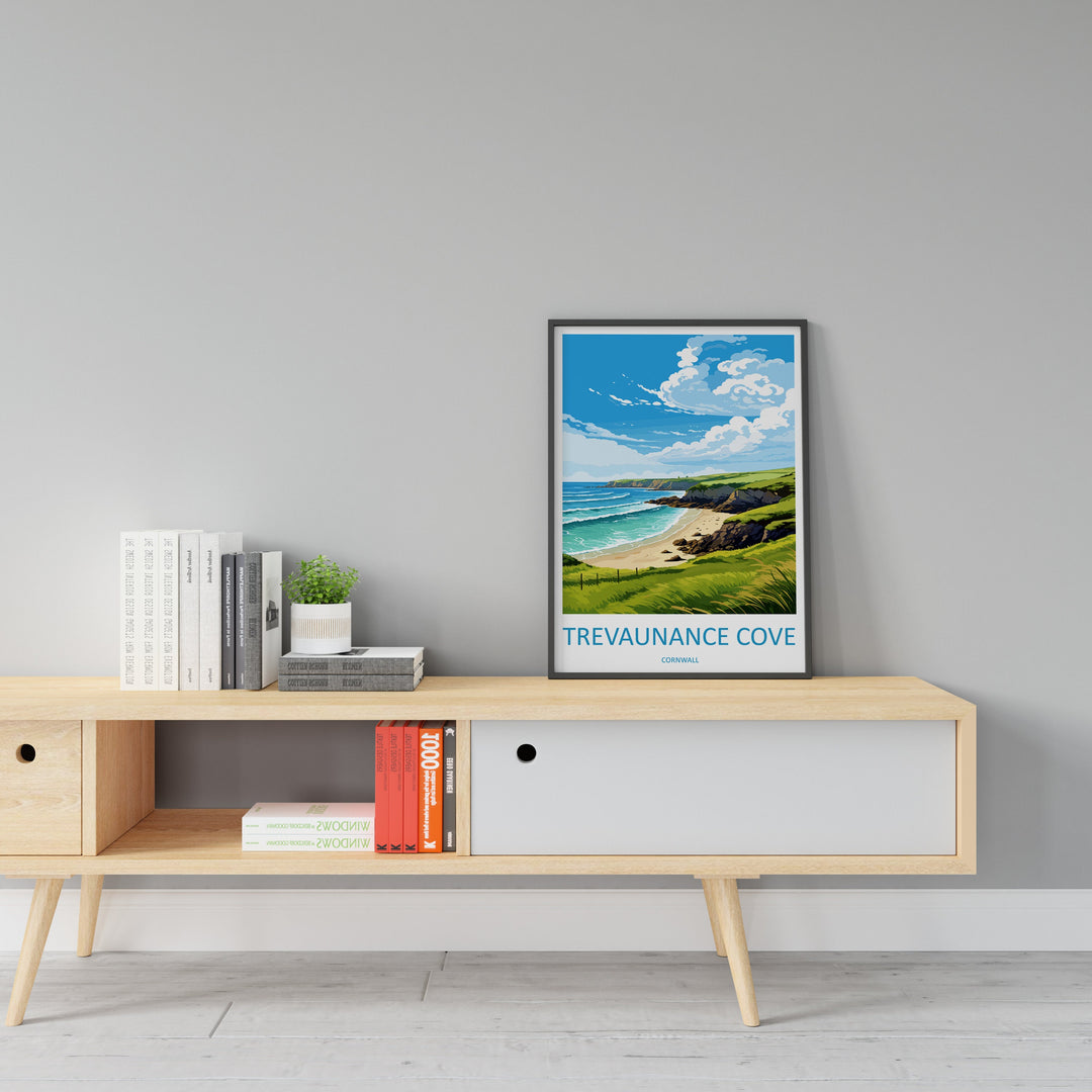 Trevaunance Cove Travel Print Wall Art Trevaunance Cove Wall Hanging Home Décor Trevaunance Cove Gift Art Lovers Cornwall Art Lover Gift