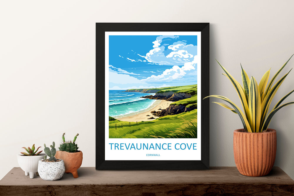 Trevaunance Cove Travel Print Wall Art Trevaunance Cove Wall Hanging Home Décor Trevaunance Cove Gift Art Lovers Cornwall Art Lover Gift