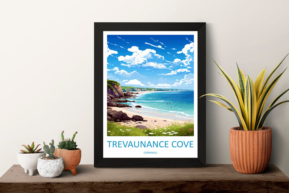 Trevaunance Cove Travel Print Wall Art Trevaunance Cove Wall Hanging Home Décor Trevaunance Cove Gift Art Lovers Cornwall Art Lover Gift