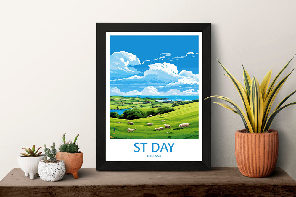 St Day Travel Print Wall Art St Day Wall Hanging Home Décor St Day Gift Art Lovers Cornwall Art Lover Gift