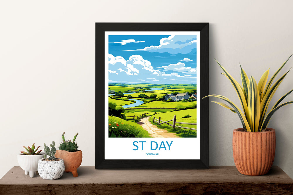 St Day Travel Print Wall Art St Day Wall Hanging Home Décor St Day Gift Art Lovers Cornwall Art Lover Gift