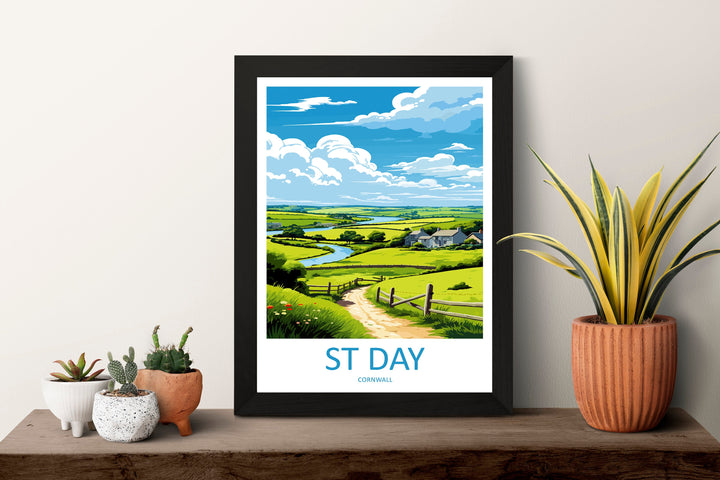 St Day Travel Print Wall Art St Day Wall Hanging Home Décor St Day Gift Art Lovers Cornwall Art Lover Gift