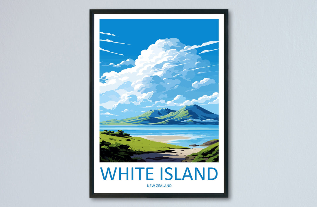 White Island Travel Print Wall Art White Island Wall Hanging Home Décor White Island Gift Art Lovers New Zealand Art Lover Gift White Island