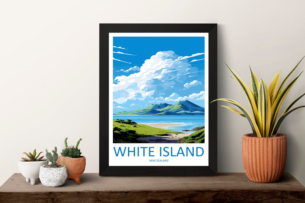 White Island Travel Print Wall Art White Island Wall Hanging Home Décor White Island Gift Art Lovers New Zealand Art Lover Gift White Island