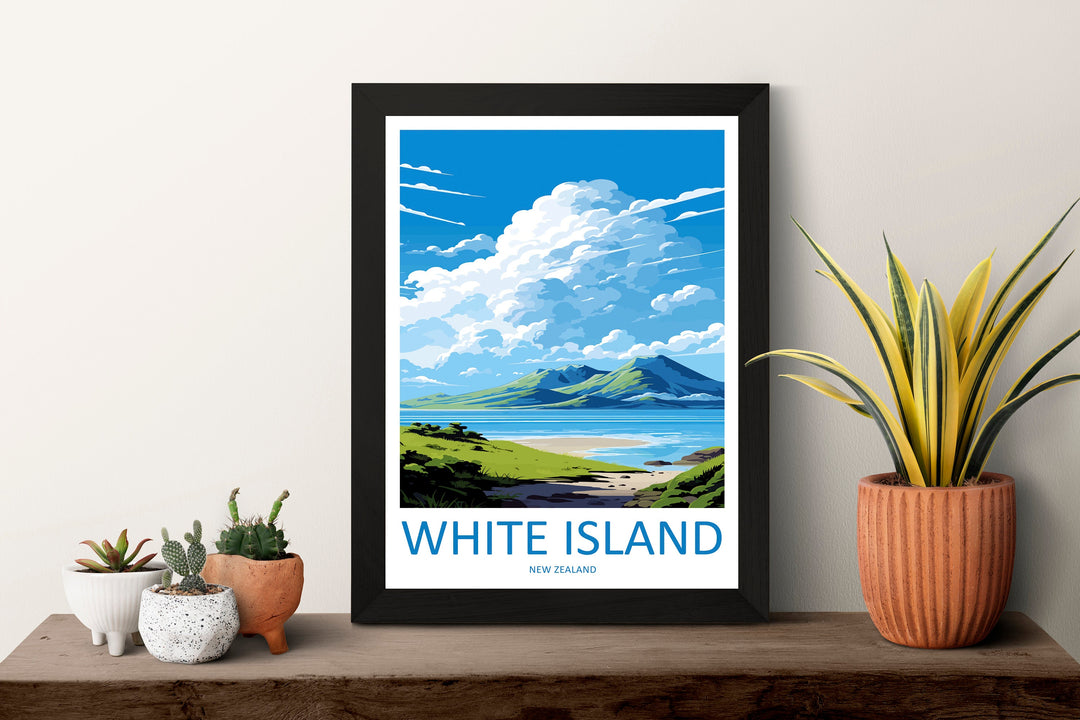 White Island Travel Print Wall Art White Island Wall Hanging Home Décor White Island Gift Art Lovers New Zealand Art Lover Gift White Island