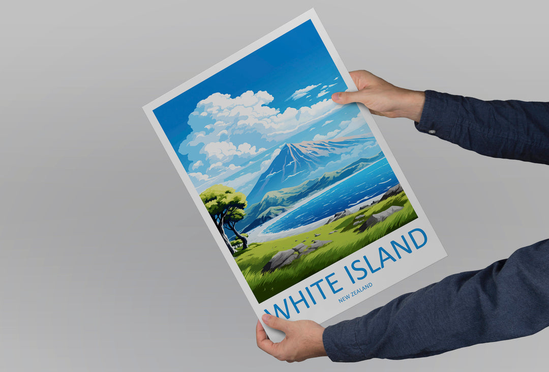 White Island Travel Print Wall Art White Island Wall Hanging Home Décor White Island Gift Art Lovers New Zealand Art Lover Gift White Island
