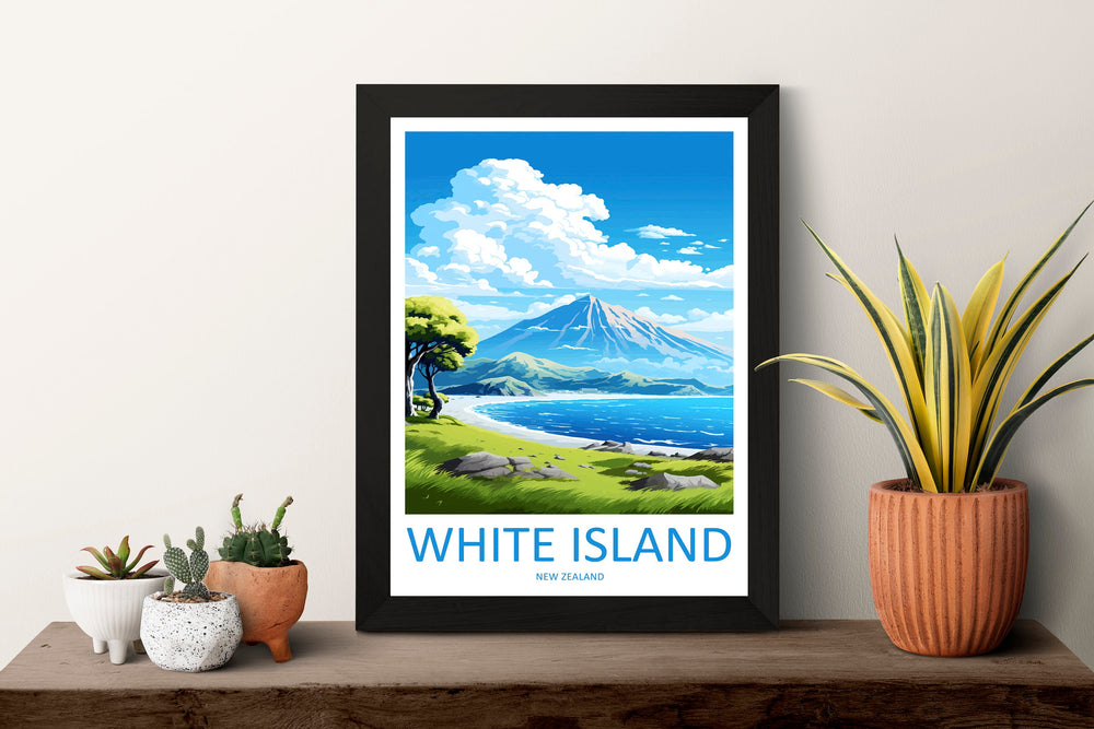 White Island Travel Print Wall Art White Island Wall Hanging Home Décor White Island Gift Art Lovers New Zealand Art Lover Gift White Island
