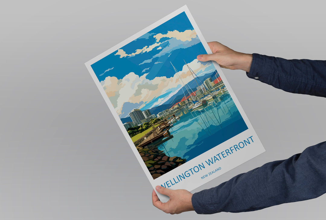 Wellington Waterfront Travel Print Wall Art Wellington Waterfront Wall Hanging Home Décor Wellington Waterfront Gift Art Lovers New Zealand