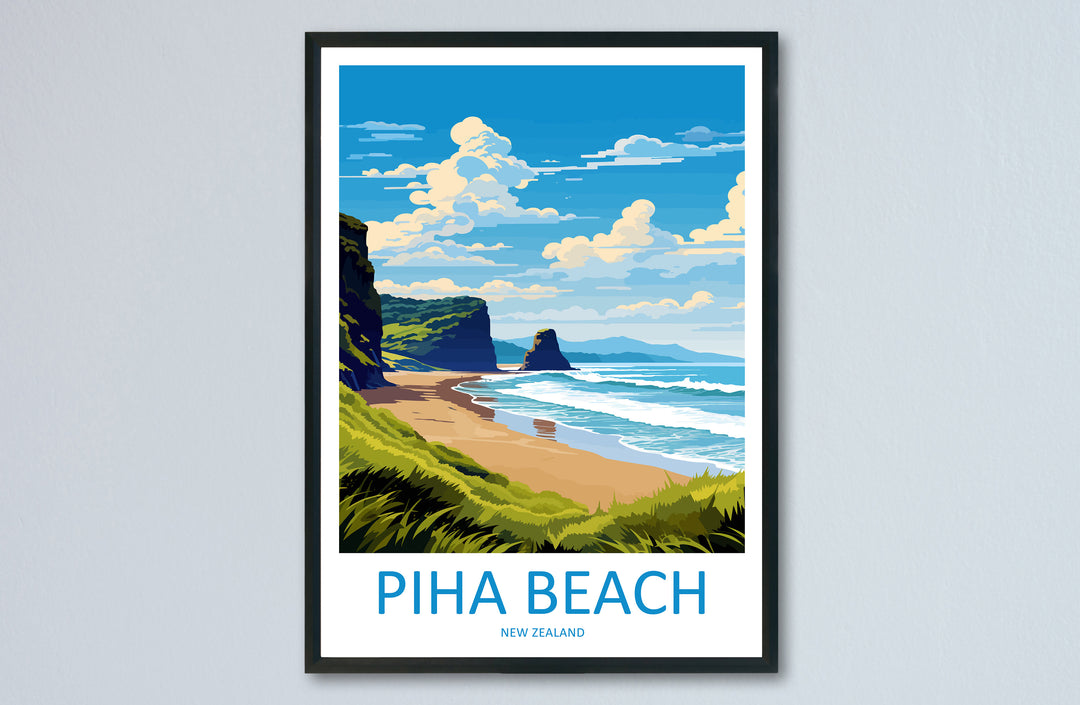 Piha Beach Travel Print Wall Art Piha Beach Wall Hanging Home Décor Piha Beach Gift Art Lovers New Zealand Art Lover Gift Piha Beach Gift