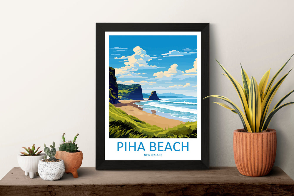 Piha Beach Travel Print Wall Art Piha Beach Wall Hanging Home Décor Piha Beach Gift Art Lovers New Zealand Art Lover Gift Piha Beach Gift