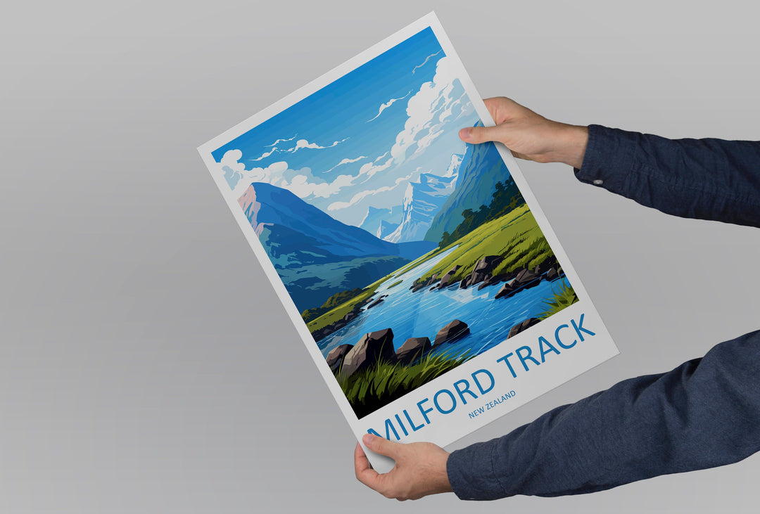 Milford Track Travel Print Wall Art Milford Track Wall Hanging Home Décor Milford Track Gift Art Lovers New Zealand Art Lover Gift