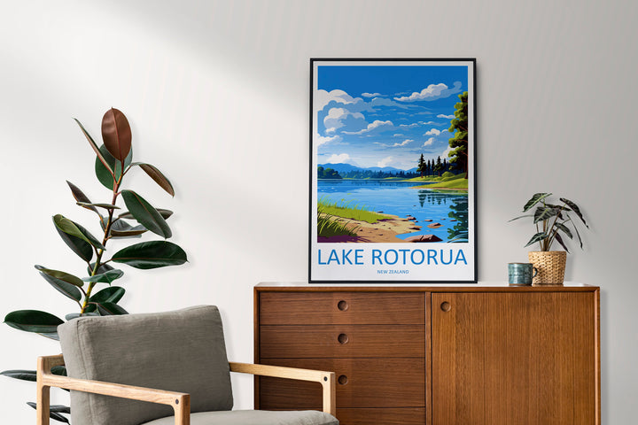 Lake Rotorua Travel Print Wall Art Lake Rotorua Wall Hanging Home Décor Lake Rotorua Gift Art Lovers New Zealand Art Lover Gift Lake Rotorua
