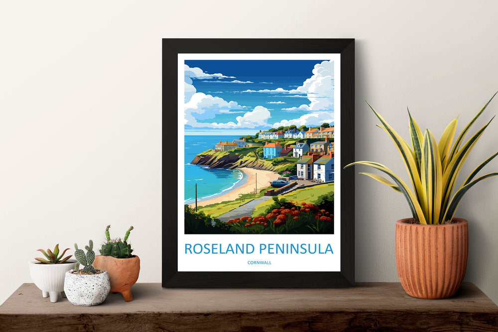 The Roseland Peninsula Travel Print Wall Art Roseland Peninsula Wall Hanging Home Décor Roseland Peninsula Gift Art Lovers Cornwall Art