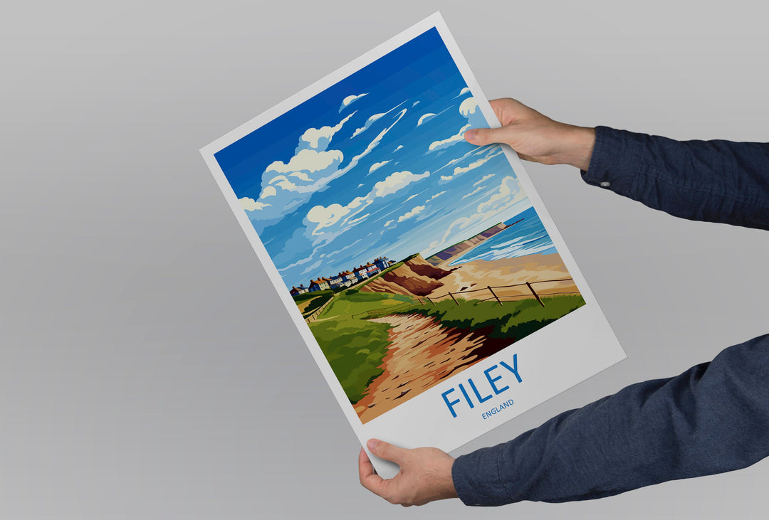 Filey Travel Print Wall Art Filey Wall Hanging Home Décor Filey Gift Art Lovers England Art Lover Gift Print Artwork Yorkshire Artwork