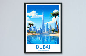 Dubai Travel Print Wall Art Dubai Wall Hanging Home Décor Dubai Gift Art Lovers Wall Art United States Emirates Travel Print Dubai Wall Art