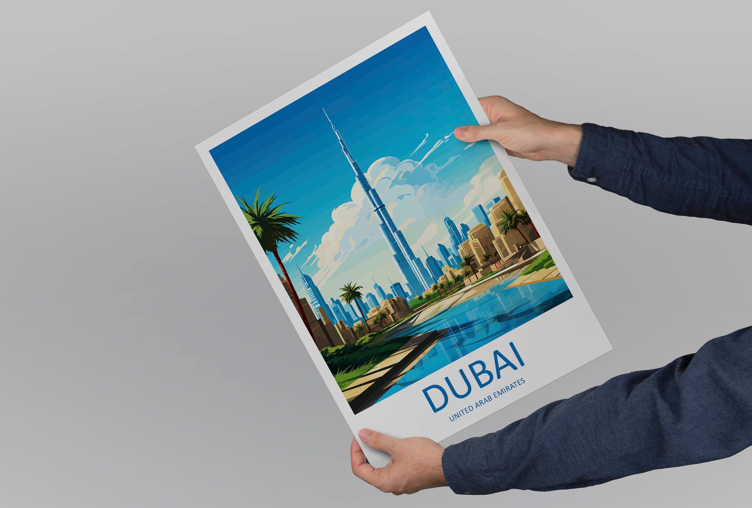 Dubai Travel Print Wall Art Dubai Wall Hanging Home Décor Dubai Gift Art Lovers Wall Art United States Emirates Travel Print Dubai Wall Art