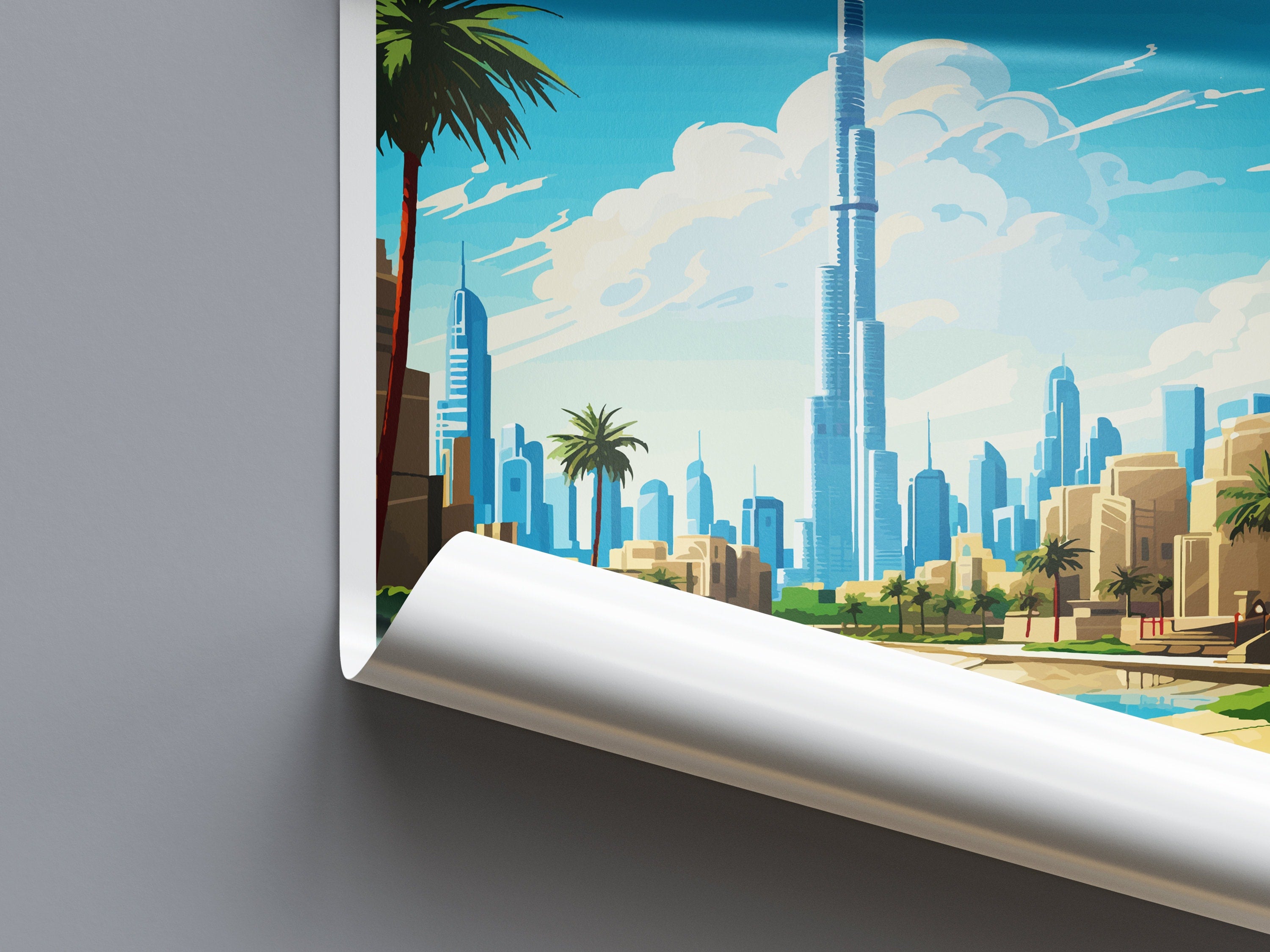 Dubai Travel Print Wall Art Dubai Wall Hanging Home Décor Dubai Gift Art Lovers Wall Art United States Emirates Travel Print Dubai Wall Art