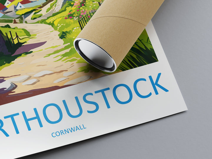 Porthoustock Travel Print Wall Art Porthoustock Wall Hanging Home Décor Porthoustock Gift Art Lovers Cornwall Art Porthoustock Wall Art