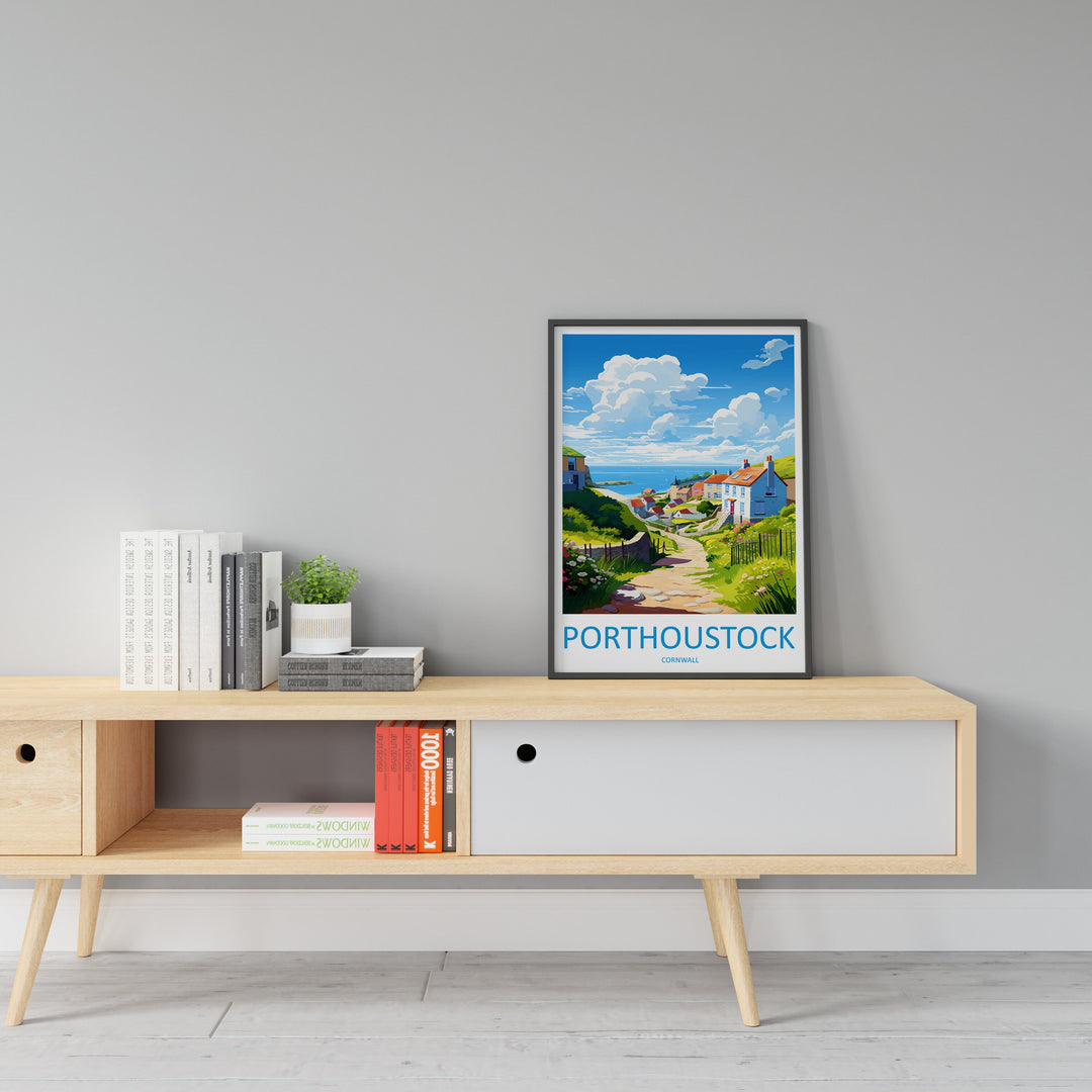 Porthoustock Travel Print Wall Art Porthoustock Wall Hanging Home Décor Porthoustock Gift Art Lovers Cornwall Art Porthoustock Wall Art