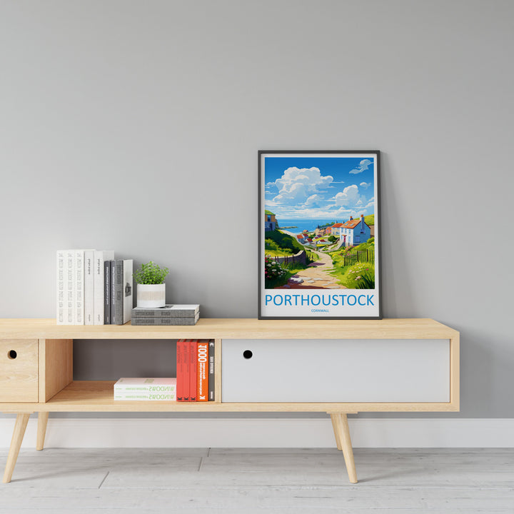 Porthoustock Travel Print Wall Art Porthoustock Wall Hanging Home Décor Porthoustock Gift Art Lovers Cornwall Art Porthoustock Wall Art