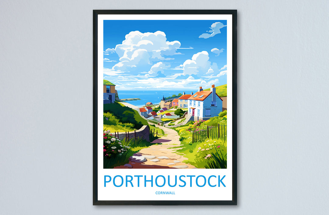 Porthoustock Travel Print Wall Art Porthoustock Wall Hanging Home Décor Porthoustock Gift Art Lovers Cornwall Art Porthoustock Wall Art